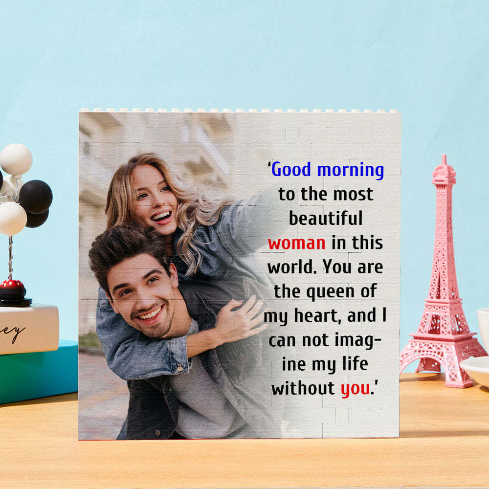 Personalised Building Bricks Square Photo Block Frame Gifts for Her - 