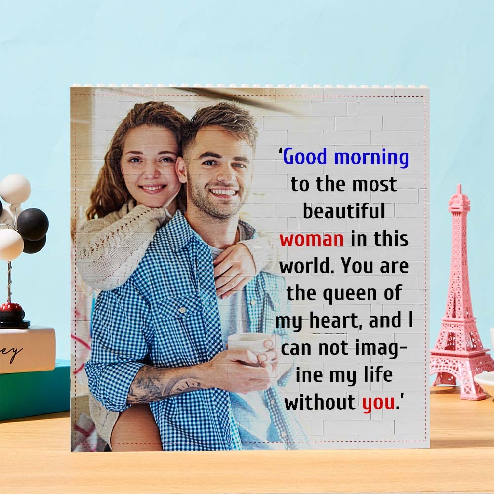 Personalised Building Bricks Square Photo Block Frame Gifts for Her - 