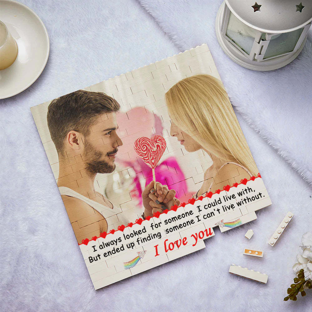 Gifts for Her Personalised Building Brick Square Photo Block I Love You - 