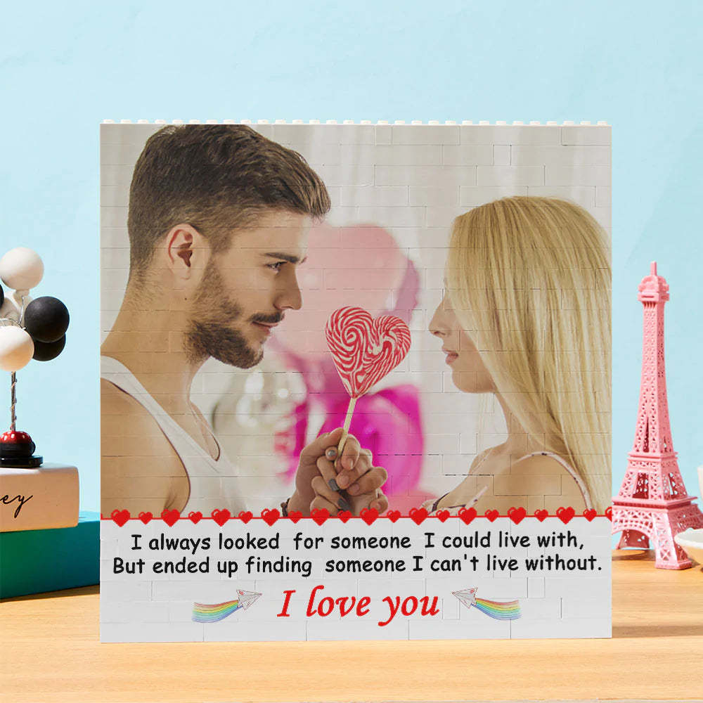 Gifts for Her Personalised Building Brick Square Photo Block I Love You - 