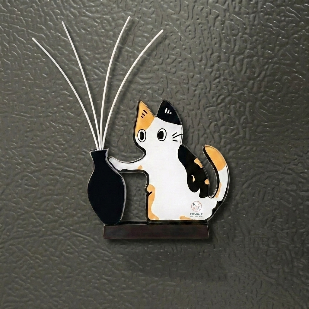 Handmade Cat Whisker Collector – Acrylic Magnetic Fridge Holder | Mini Keepsake, Pet Memorial Keepsake, Gift for Cat Lovers - 