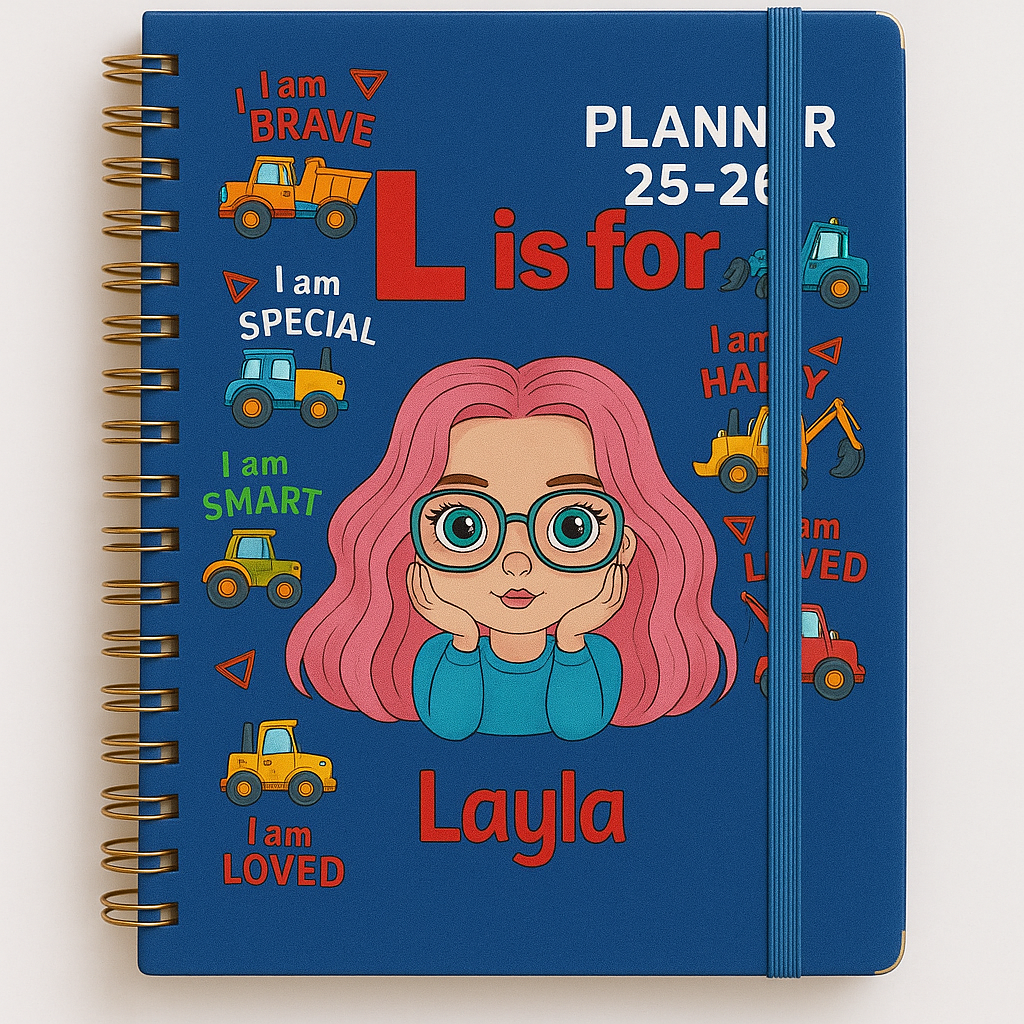 Custom Cartoon Character A5 Spiral Journal Notebook with Name of Dreams Custom Name Back to School Gift for Kid