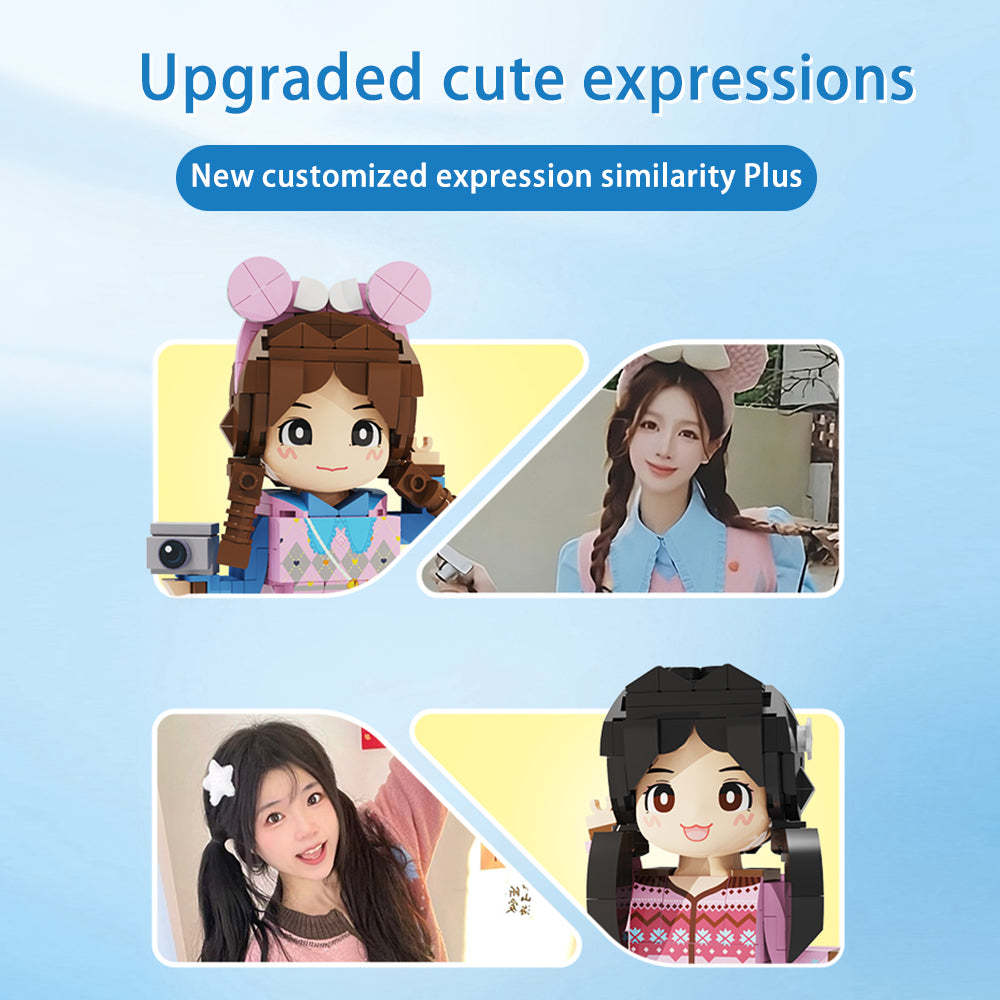 Pregnancy Gift Customized Duddu Couple Brick Figures DIY Universal Interlocking Plastic Toy with Photo Anniversary Gift - 