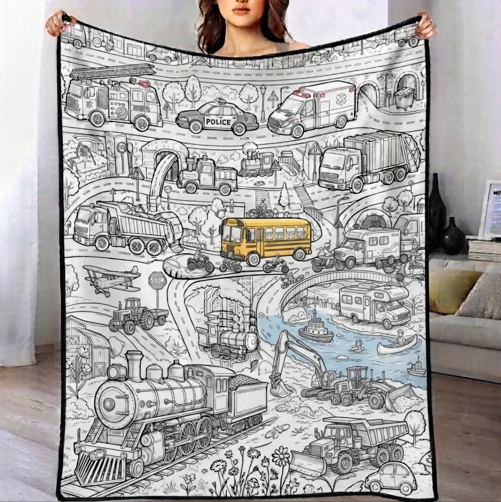 DIY Drawing Blanket , Doodle  Your Own Blankets, Customizable Washable Art Blankets for Kids/Adults - 