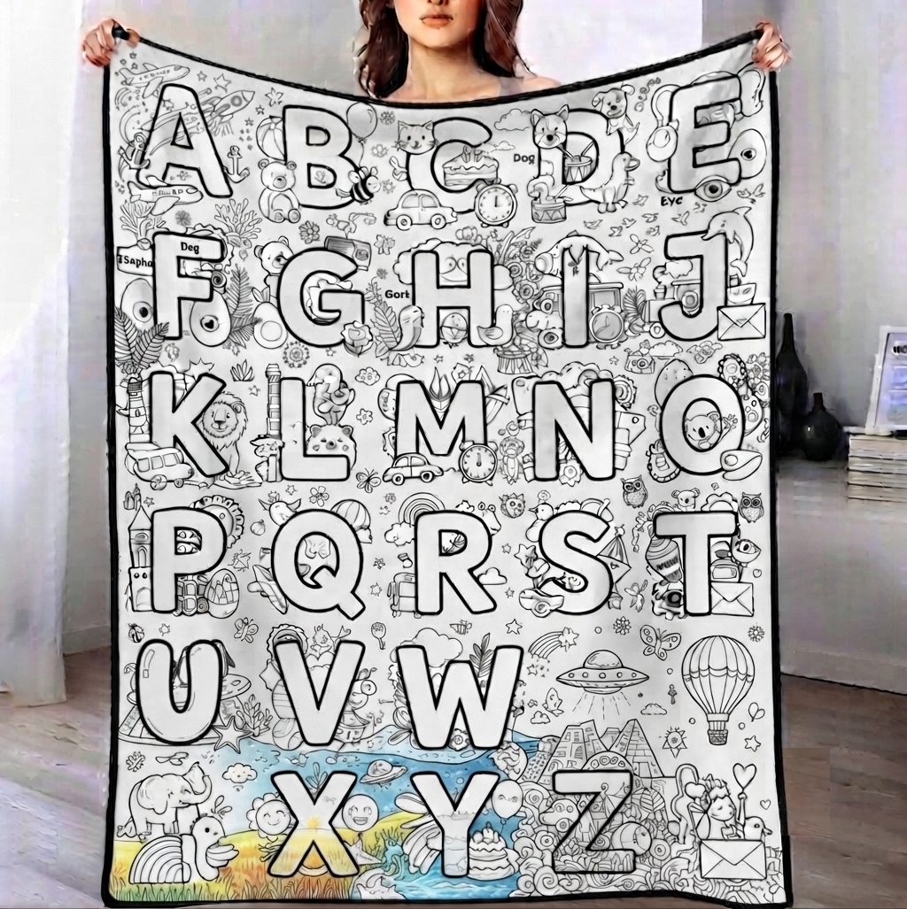 DIY Drawing Blanket , Doodle  Your Own Blankets, Customizable Washable Art Blankets for Kids/Adults - 