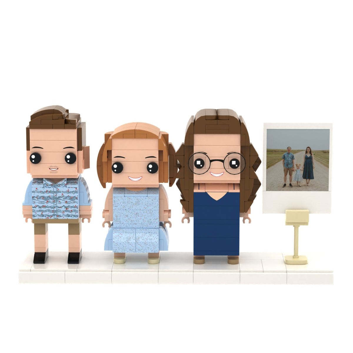 Gift For Dad Full Body Customizable 3 People Photo Frame Custom Brick Figures Universal Interlocking Plastic Toy Perfect Christmas Gifts for Family - 