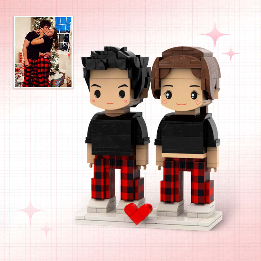 Sweet Couple Christmas Gifts Customizable Fully Body 2 People Custom Brick Figures Persanalized Cute Face Brick Figures - minebrickuk