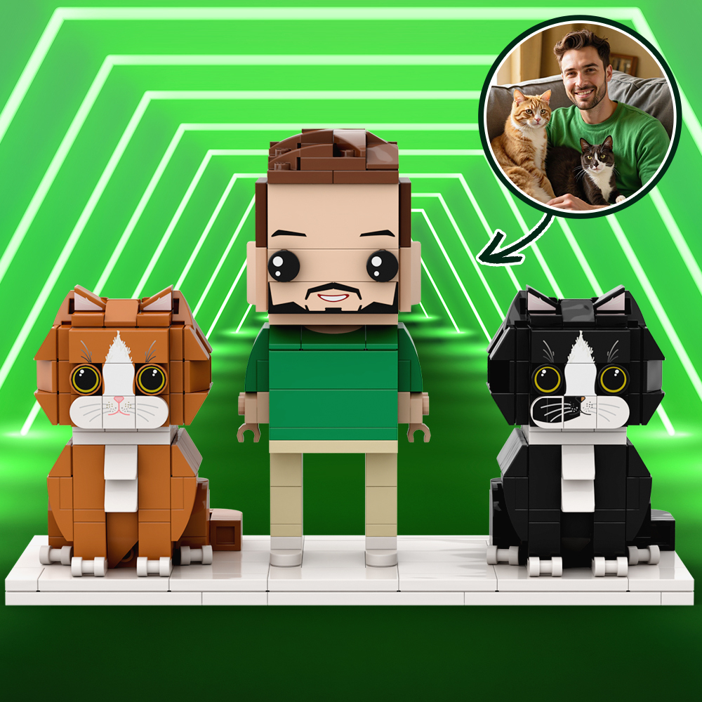 Personalized 1 People Fully Body People With Dog and Cat Pets Family Gifts