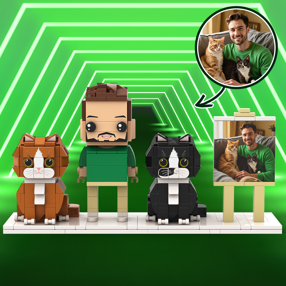 Personalized 1 People Fully Body People With Dog and Cat Pets Family Gifts