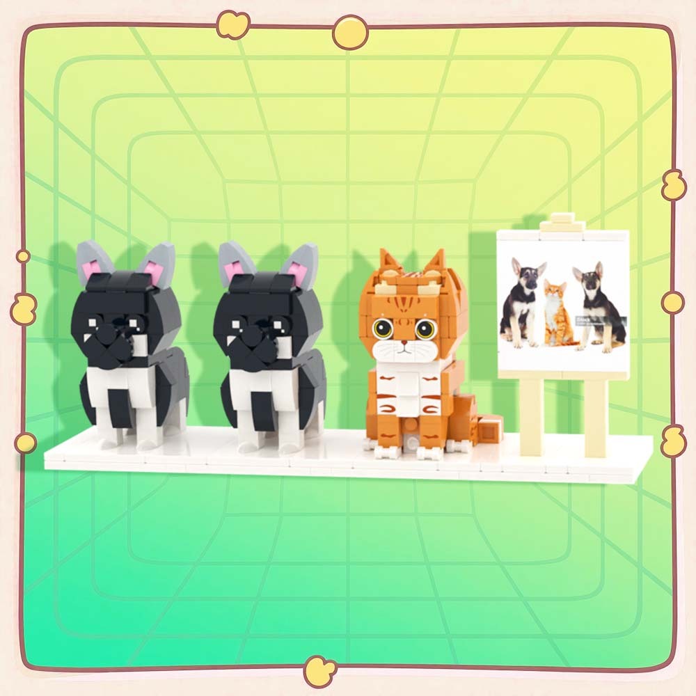 Persaonalized Cat Dog Full Body Brick Figures Pet Family Gift - 