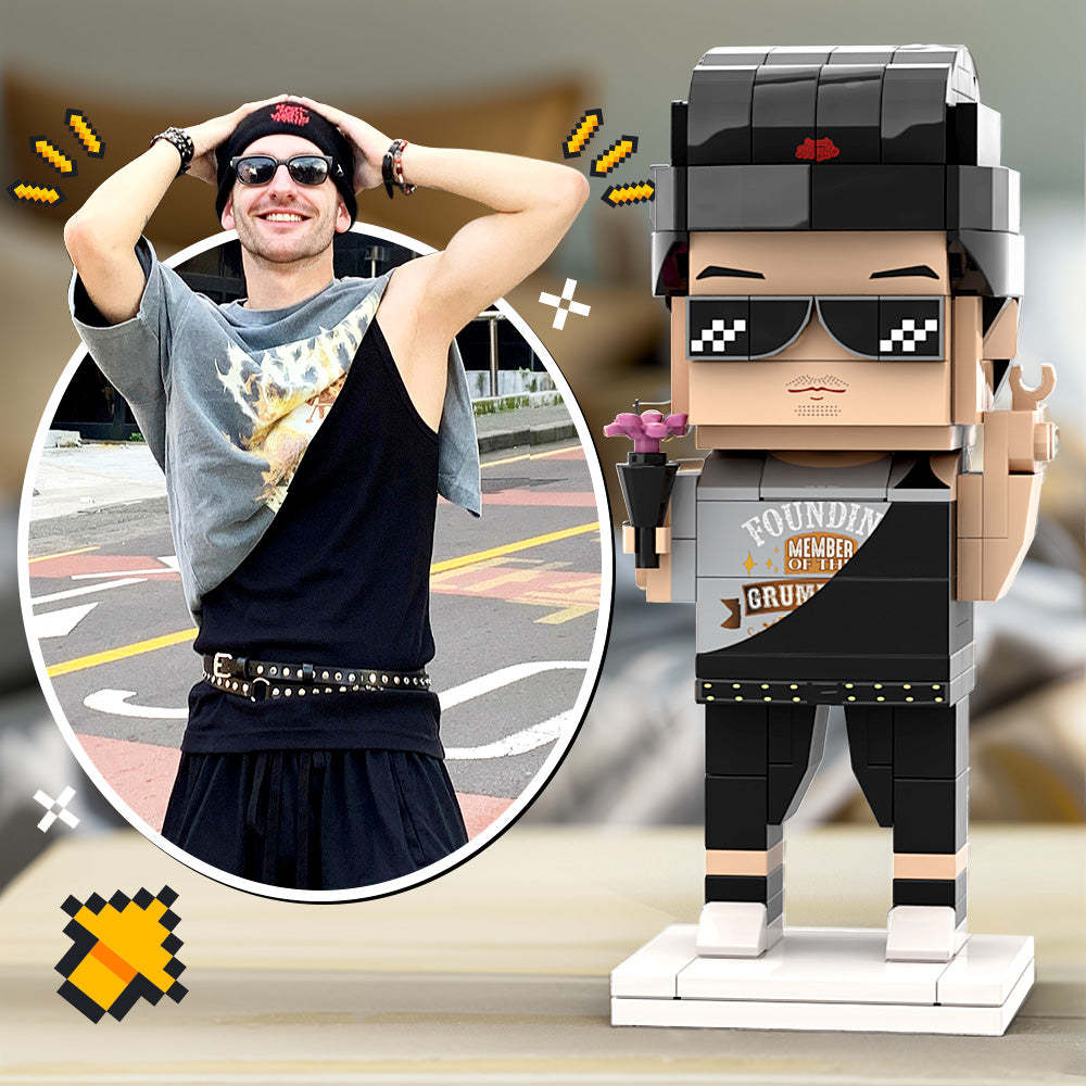 Full Body Customizable 1 Person Custom Brick Figures Small Particle Block Toy Brick Me Interlocking Plastic Toy Stylish Boy Christmas Gifts For Men - minebrickuk