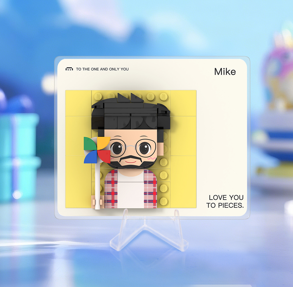 Customizable 1 People Custom Brick Figures Acrylic Plaque Gift for Him - 