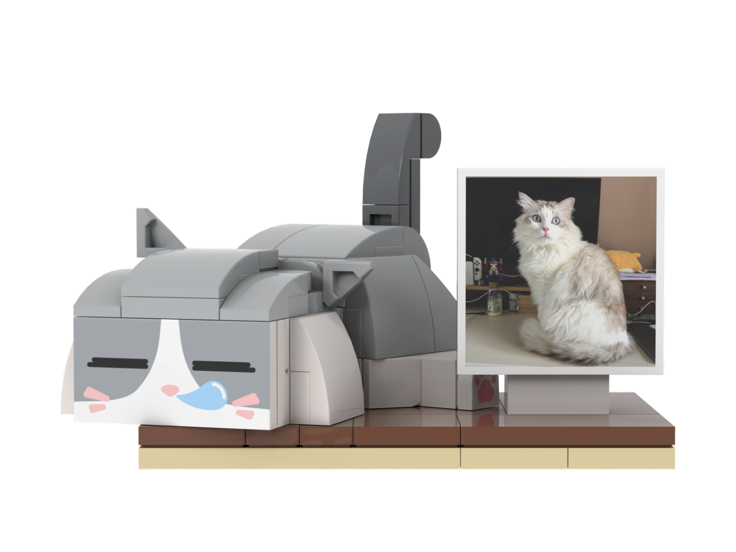 Custom Cute Pet Brick Figure Fully Body Customizable 1 Cat with Photo -