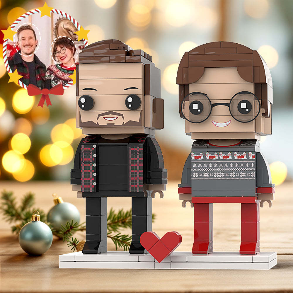 Customizable Head Lovely Couple Interlocking Plastic Toy Christmas Gift For Couples - minebrickuk