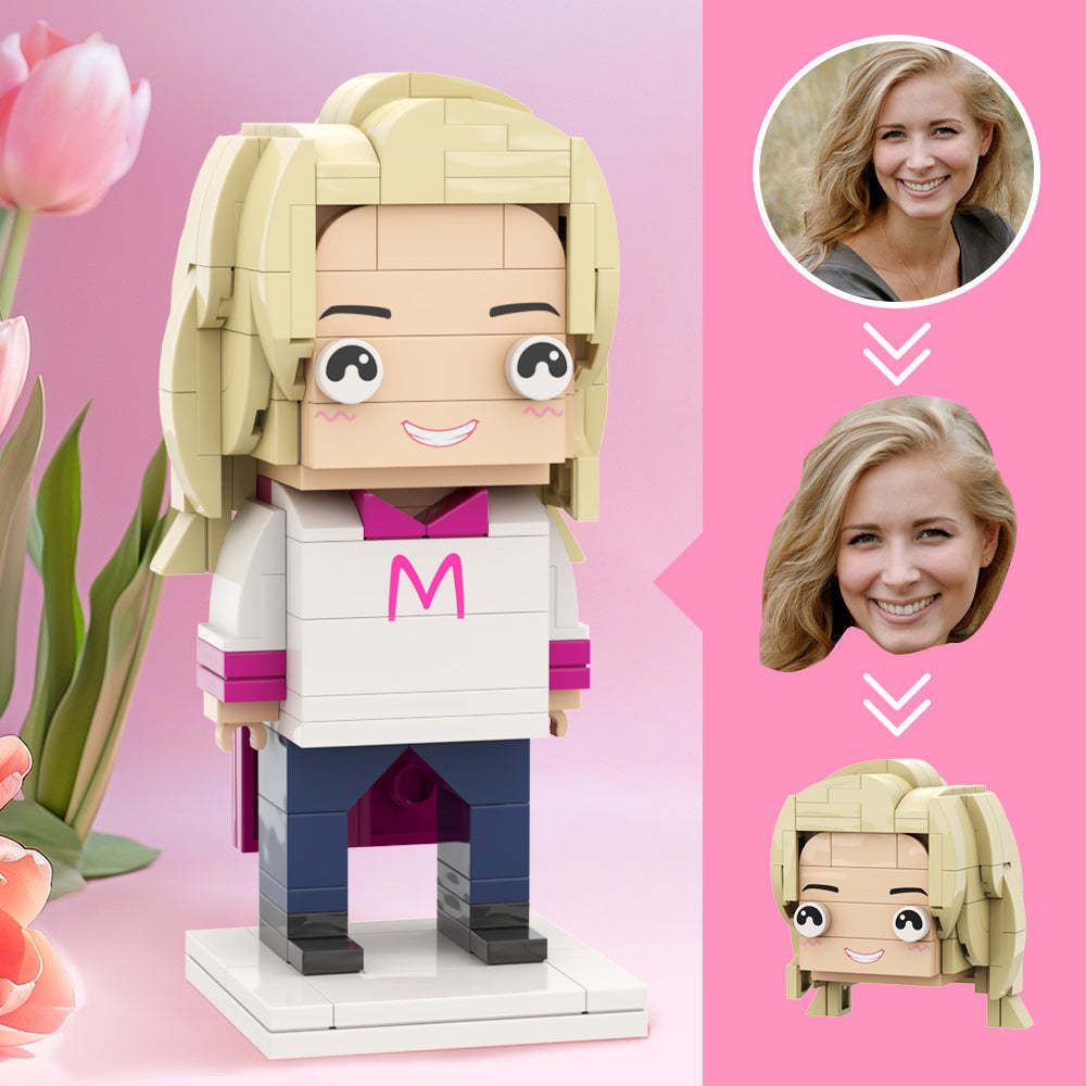 Mother's Day Gift For Super Mom Customizable Head Brick Figures Super Mom Wearing a Cape - minebrickuk