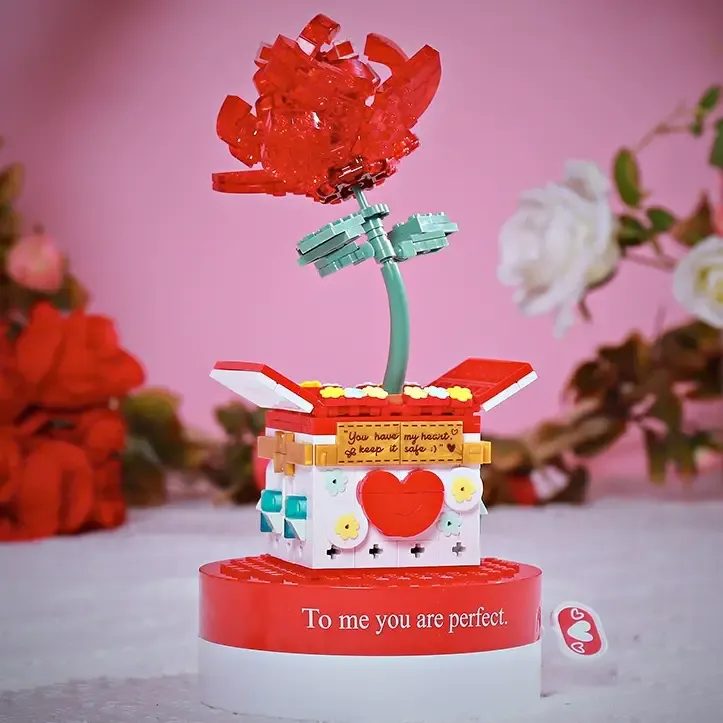 Buildable Rose Music Box A Forever Bloom for the One You Love 374pcs - 