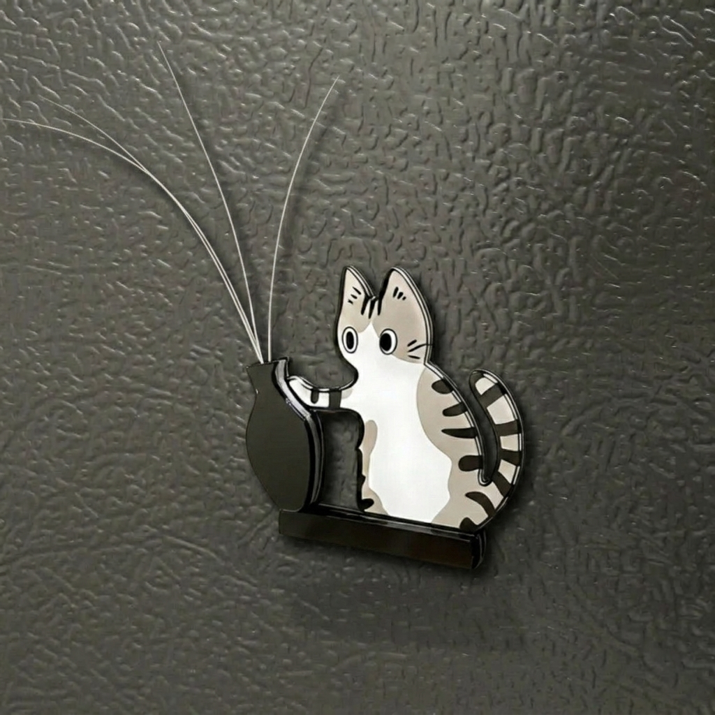 Handmade Cat Whisker Collector – Acrylic Magnetic Fridge Holder | Mini Keepsake, Pet Memorial Keepsake, Gift for Cat Lovers - 