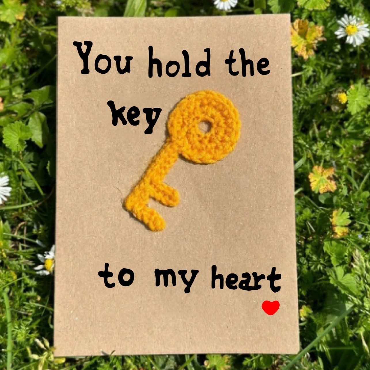 You Hold the Key to My Heart Handmade Crochet Greeting Card 3D Knitted Card - 