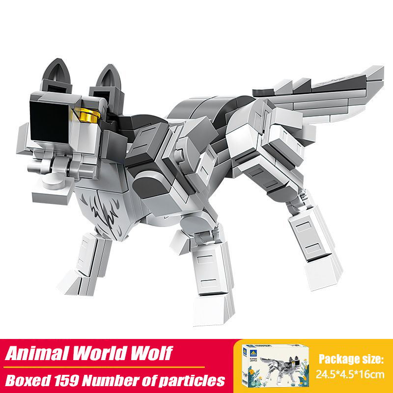 Wolf Action Figure Building Blocks Kit Animal Model Building Set Creative Collectible Bricks Toys for Kids - 