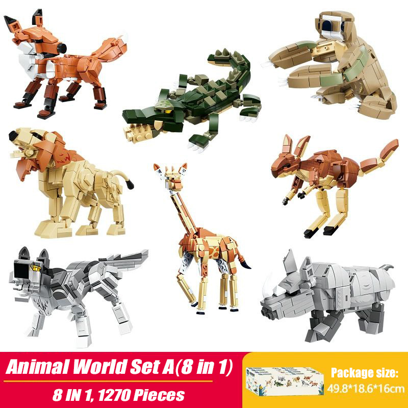 Wolf Action Figure Building Blocks Kit Animal Model Building Set Creative Collectible Bricks Toys for Kids - 