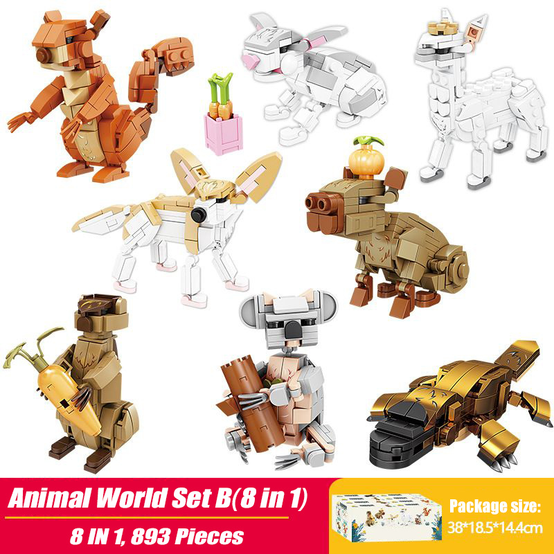 Wolf Action Figure Building Blocks Kit Animal Model Building Set Creative Collectible Bricks Toys for Kids - 
