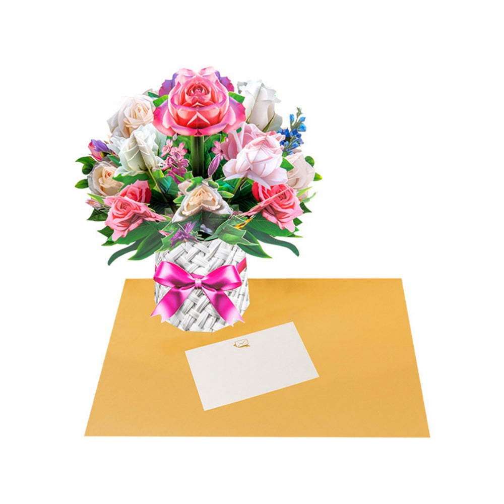 3D Greeting Card Flower Bouquet Card Mother's Day Gifts for Mum - 
