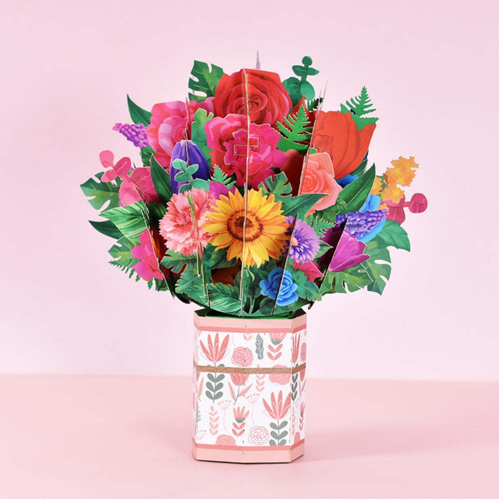 Flower Bouquet Card 3D Greeting Card Mother's Day Gifts for Mum - 