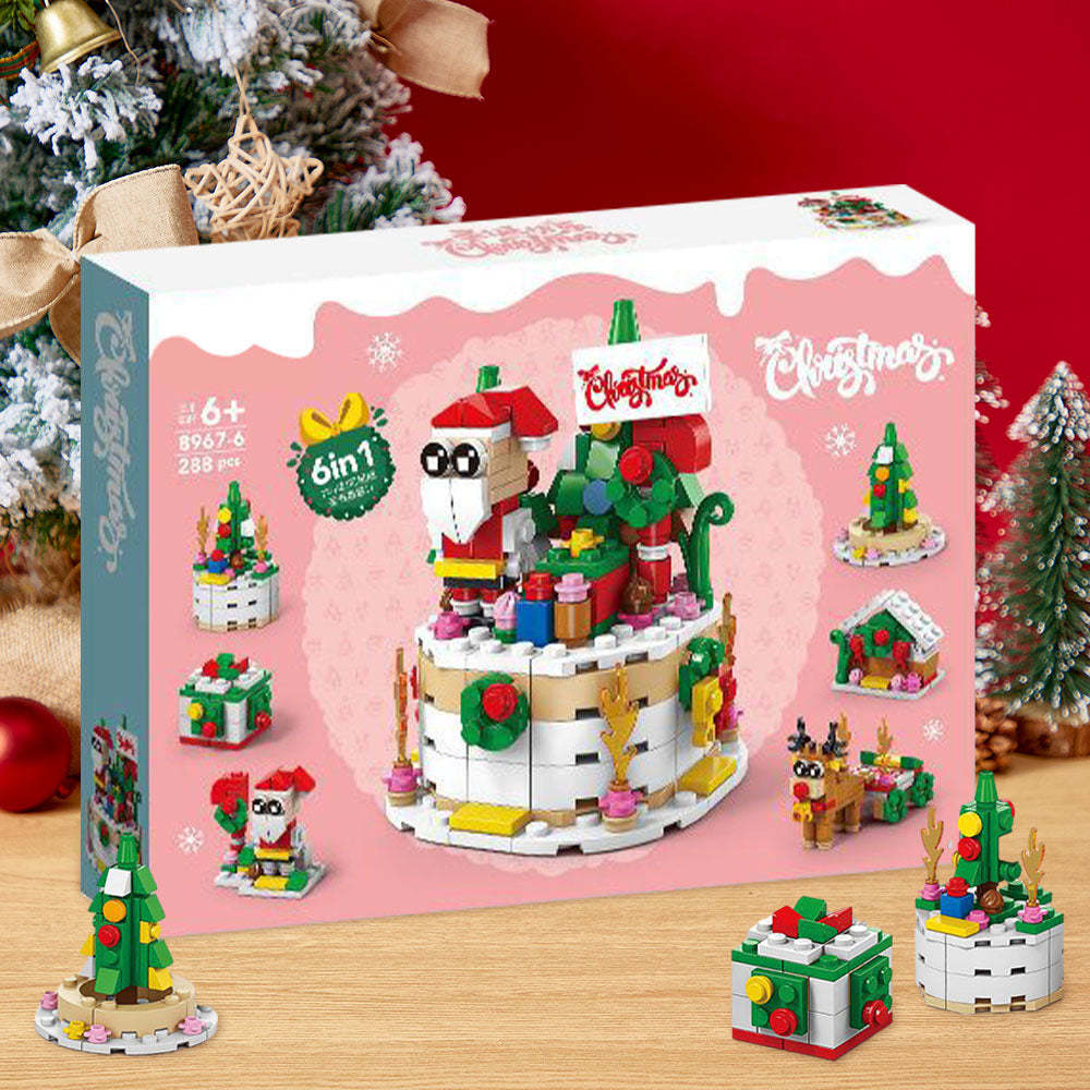 Christmas Cake Brick Figures Surprise Blind Box 6 in 1 Brick Figures Gift Box - minebrickuk