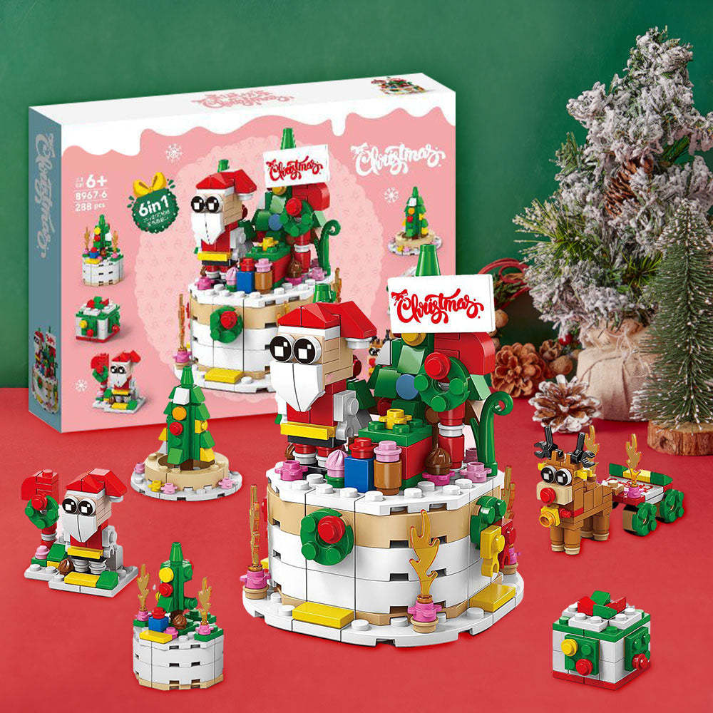 Christmas Cake Brick Figures Surprise Blind Box 6 in 1 Brick Figures Gift Box - minebrickuk