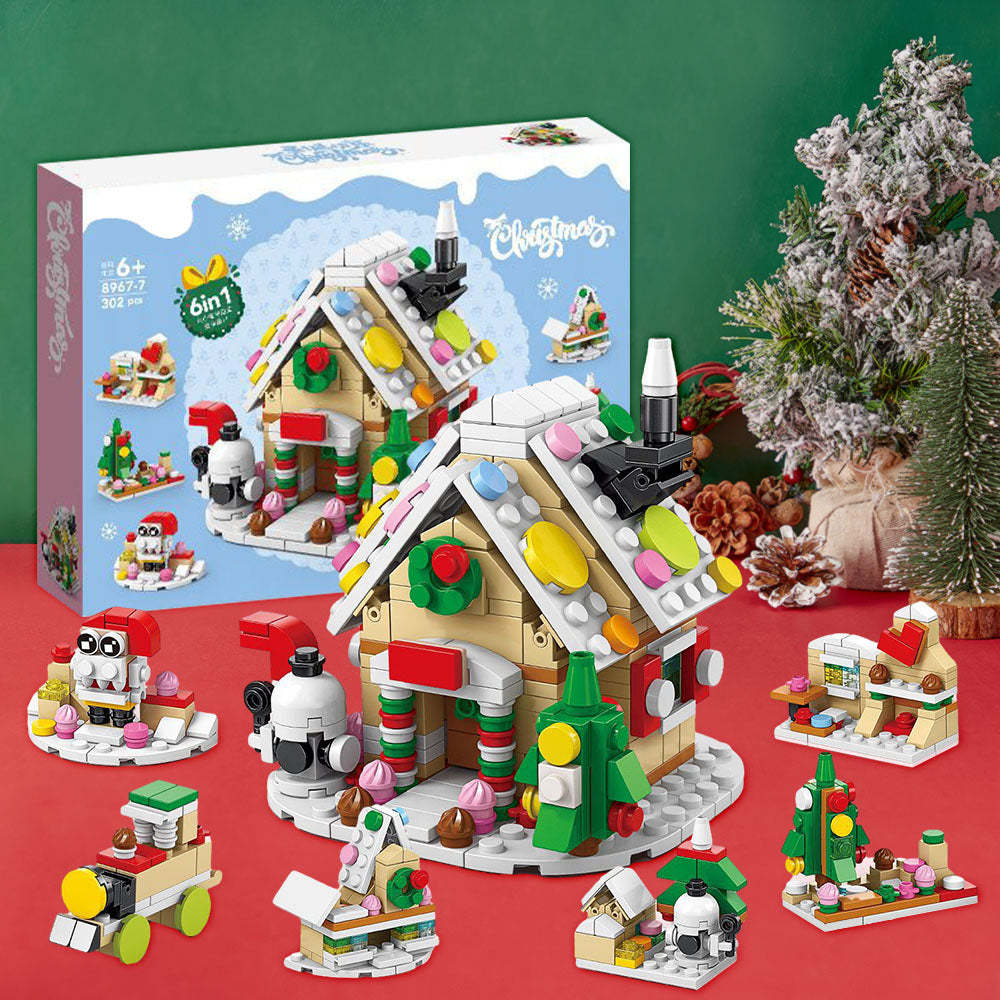 Christmas Gingerbread Man Cottage Brick Figures Surprise Blind Box 6 in 1 Brick Figures Gift Box - minebrickuk