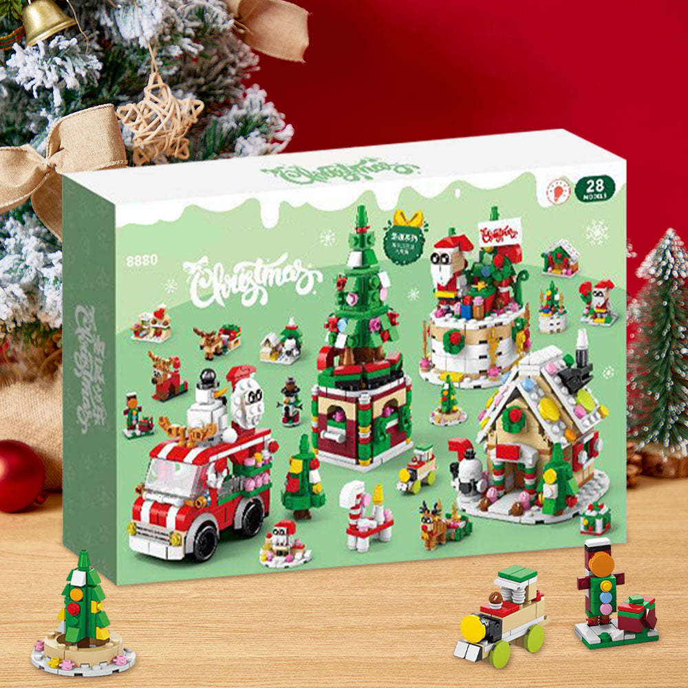 Christmas Street Scene Brick Figures Surprise Blind Box 24 Calendar Countdown Gift Box - minebrickuk
