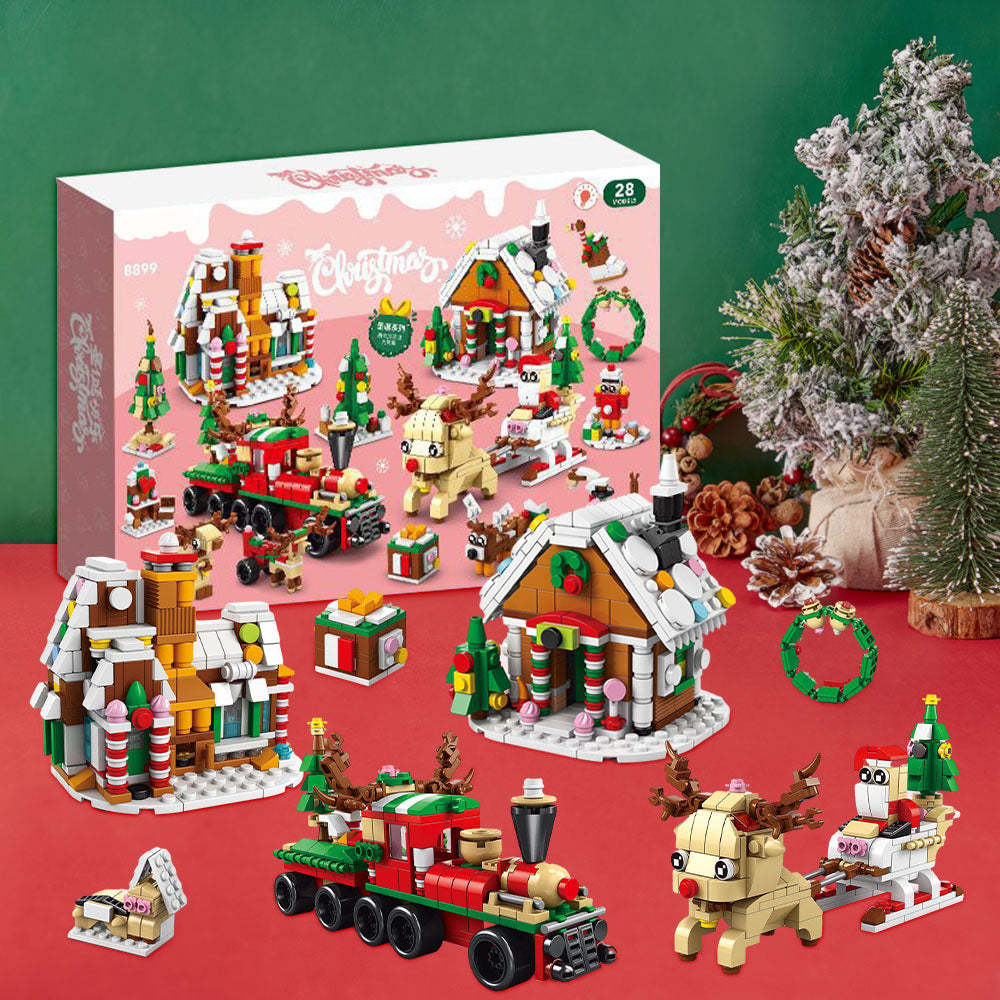 Christmas Town Brick Figures Surprise Blind Box 24 Calendar Countdown Gift Box - minebrickuk
