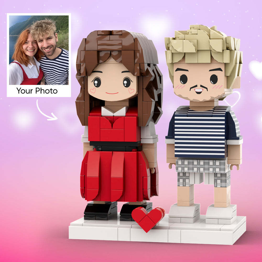 Sweet Couple Anniversary Gift Customizable Fully Body 2 People Custom Brick Figures - minebrickuk