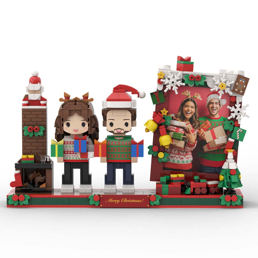 Christmas Gift For Couples Round Face Fully Body Customizable 2 People Custom Brick Figures - minebrickuk