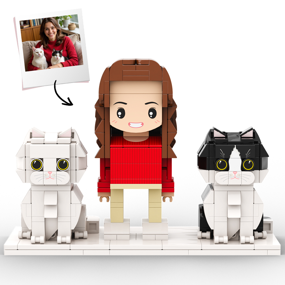 Personalized 1 People Fully Body People With Dog and Cat Pets Family Gifts