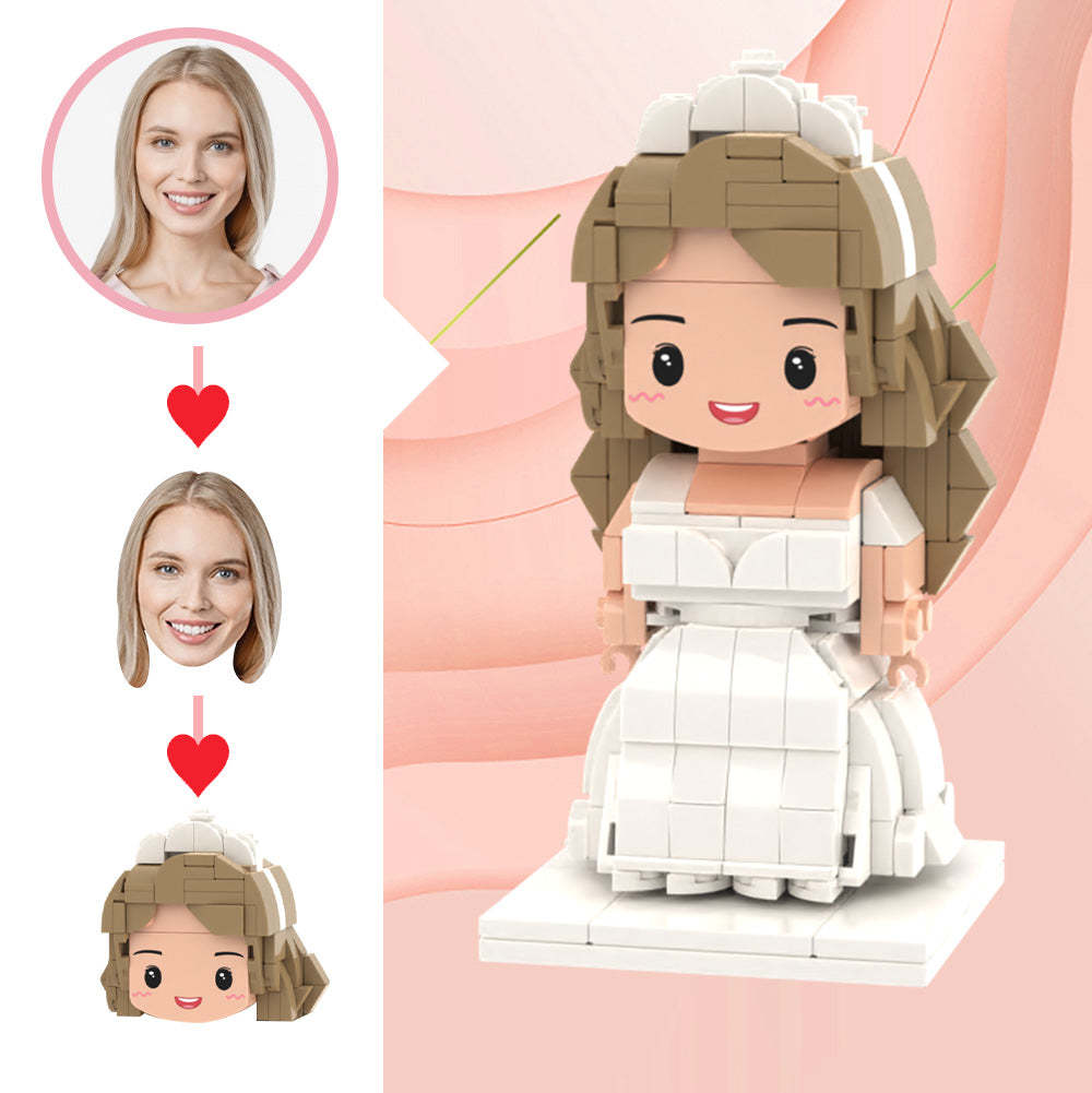 Wedding Gifts Wedding Dress Brick Figures Custom Head Cute Brick Figures Small Particle Block Toy 