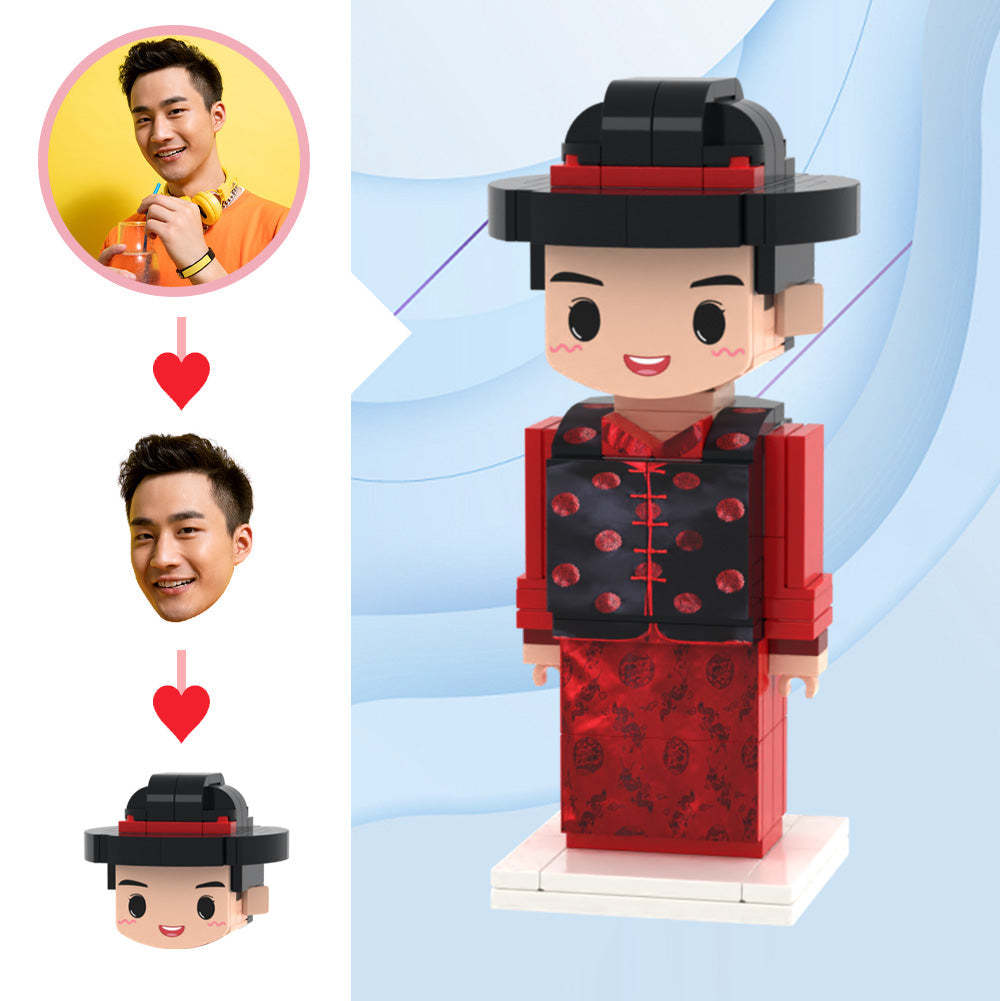 Wedding Gifts Chinese Wedding Men's Clothing Brick Figures Custom Head Cute Brick Figures Small Particle Block Toy 