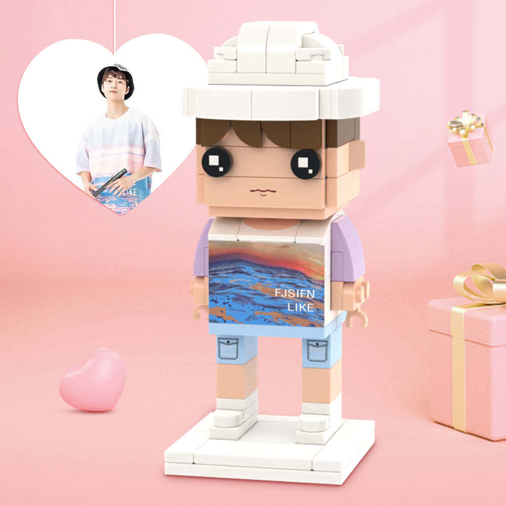 Surprise for Him Full Body Customizable 1 Person Brick Figures Custom Brick Figures Personalized Small Particle Block Toy - minebrickuk