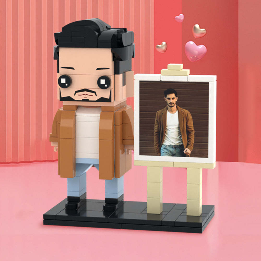 Cool Gifts for Him Customizable 1 Person Custom Brick with Frame Figures Small Particle Block Toy - minebrickuk