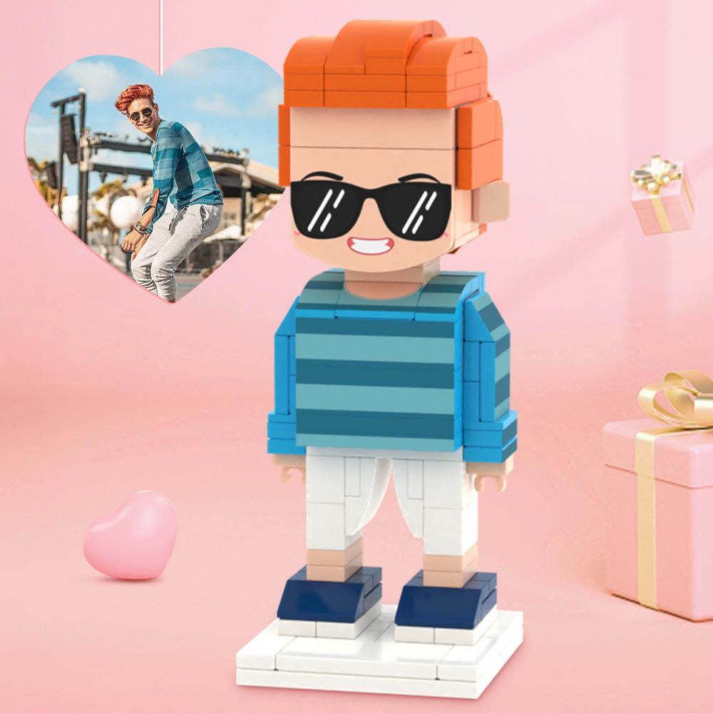Valentine's Day Gifts for Him Full Body Customizable 1 Person Custom Cute Brick Figures Small Particle Block Toy - minebrickuk