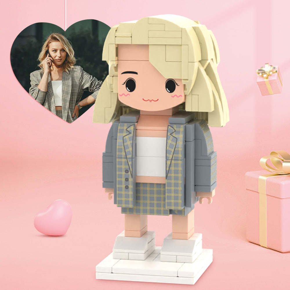 Valentine's Day Gifts for Her Full Body Customizable 1 Person Custom Cute Brick Figures Small Particle Block Toy - minebrickuk