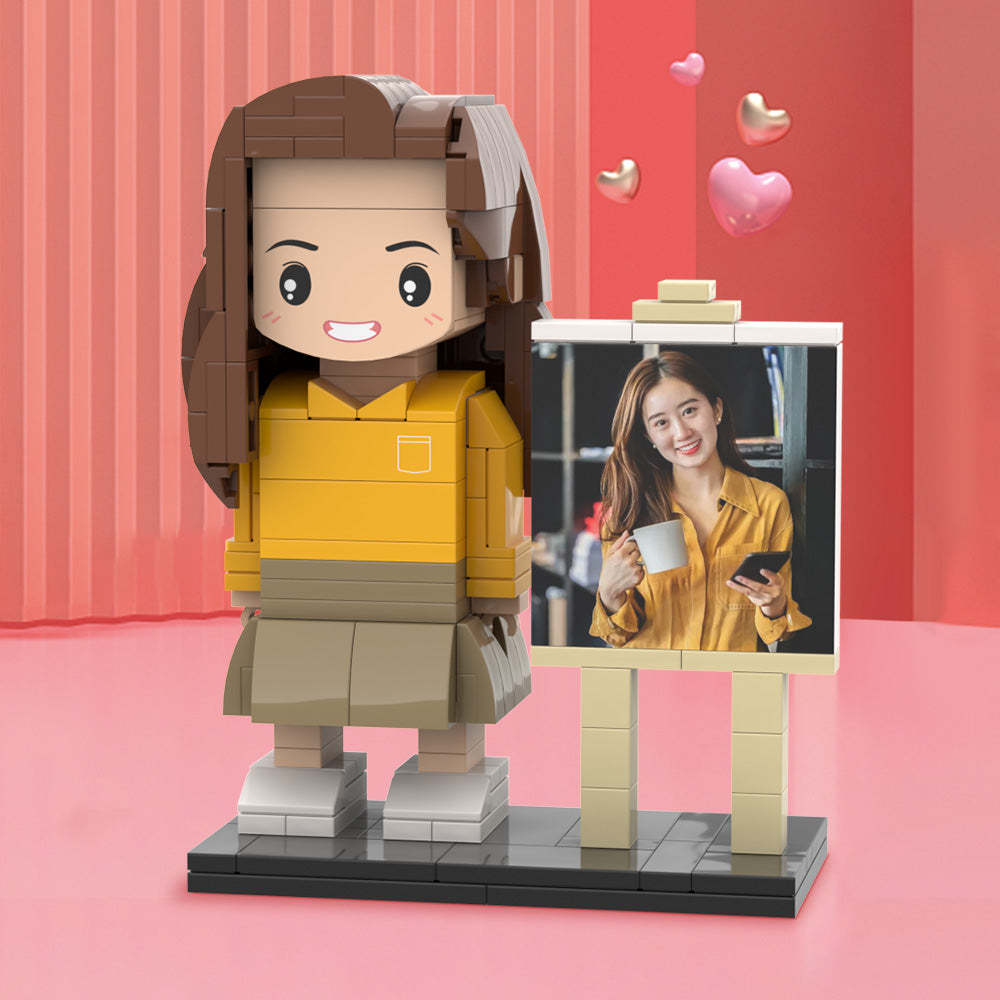 Valentine's Day Gfits Full Body Custom 1 Person Brick Figures Custom Brick Figures with Frame Small Particle Block Toy - minebrickuk