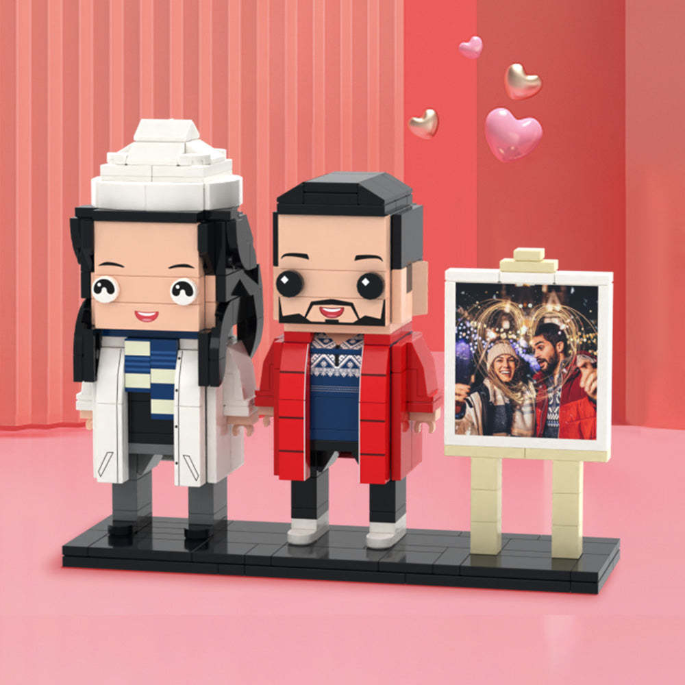 Valentine's Day Gifts Full Body Customizable 2 People Photo Frame Custom Brick Figures - minebrickuk