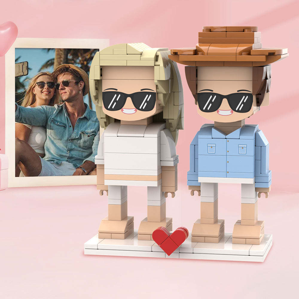 Valentine's Day Gifts Customizable Fully Body 2 People Custom Brick Figures Persanalized Cute Face Brick Figures - minebrickuk