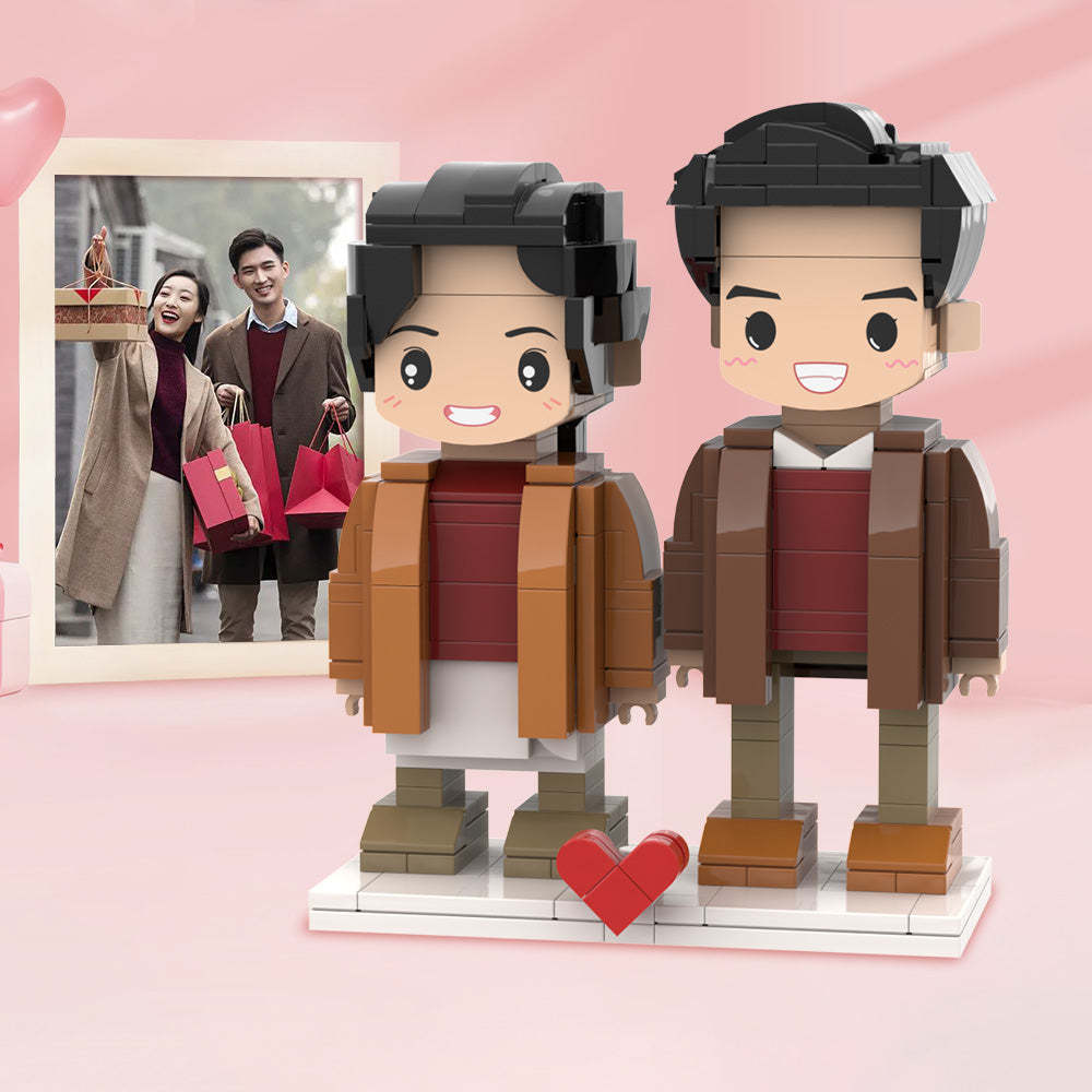 Sweet Couple Gifts Customizable Fully Body 2 People Custom Brick Figures Persanalized Cute Face Brick Figures - minebrickuk