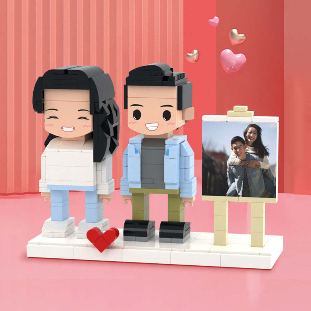 Surprise Gifts Full Body Customizable 2 People Photo Frame Custom Cute Brick Figures - minebrickuk