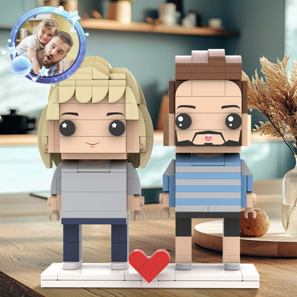 Fully Body Customizable Father's Day Gift Brick Figures Daddy and His Little Girl 2 People Custom Brick Figures For Dad On Father's Day - minebrickuk