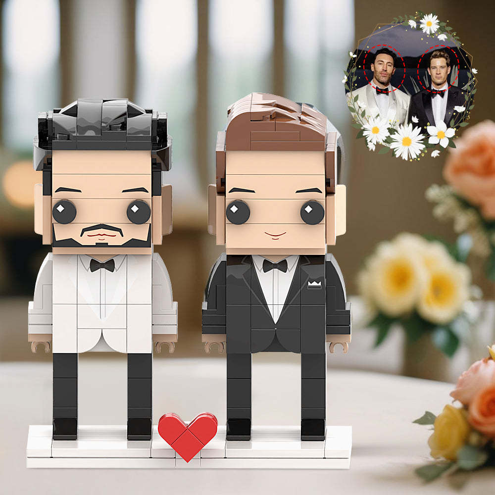 Against All Odds I Love You Gay Homosexual Male Couple Brick Figures Personalized Head Brick Figures for Hubby Queer Wedding Anniversary Souvenir - minebrickuk