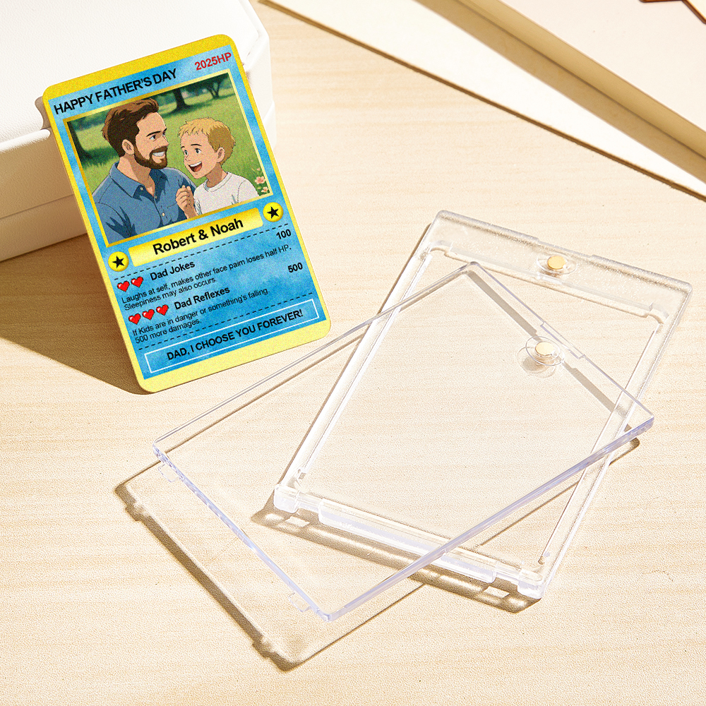 Personalized Father's Day Anime Card, Fathers Day Gift From Kids, Game Dad Gift, Custom Photo Trading Anime Card, Gamer Husband Gift,New Dad - 
