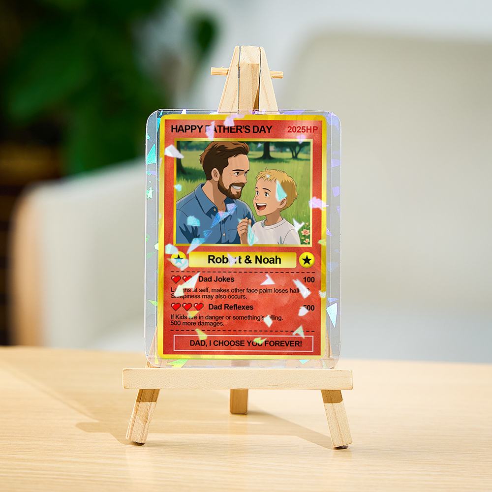 Personalized Father's Day Anime Card, Fathers Day Gift From Kids, Game Dad Gift, Custom Photo Trading Anime Card, Gamer Husband Gift,New Dad - 